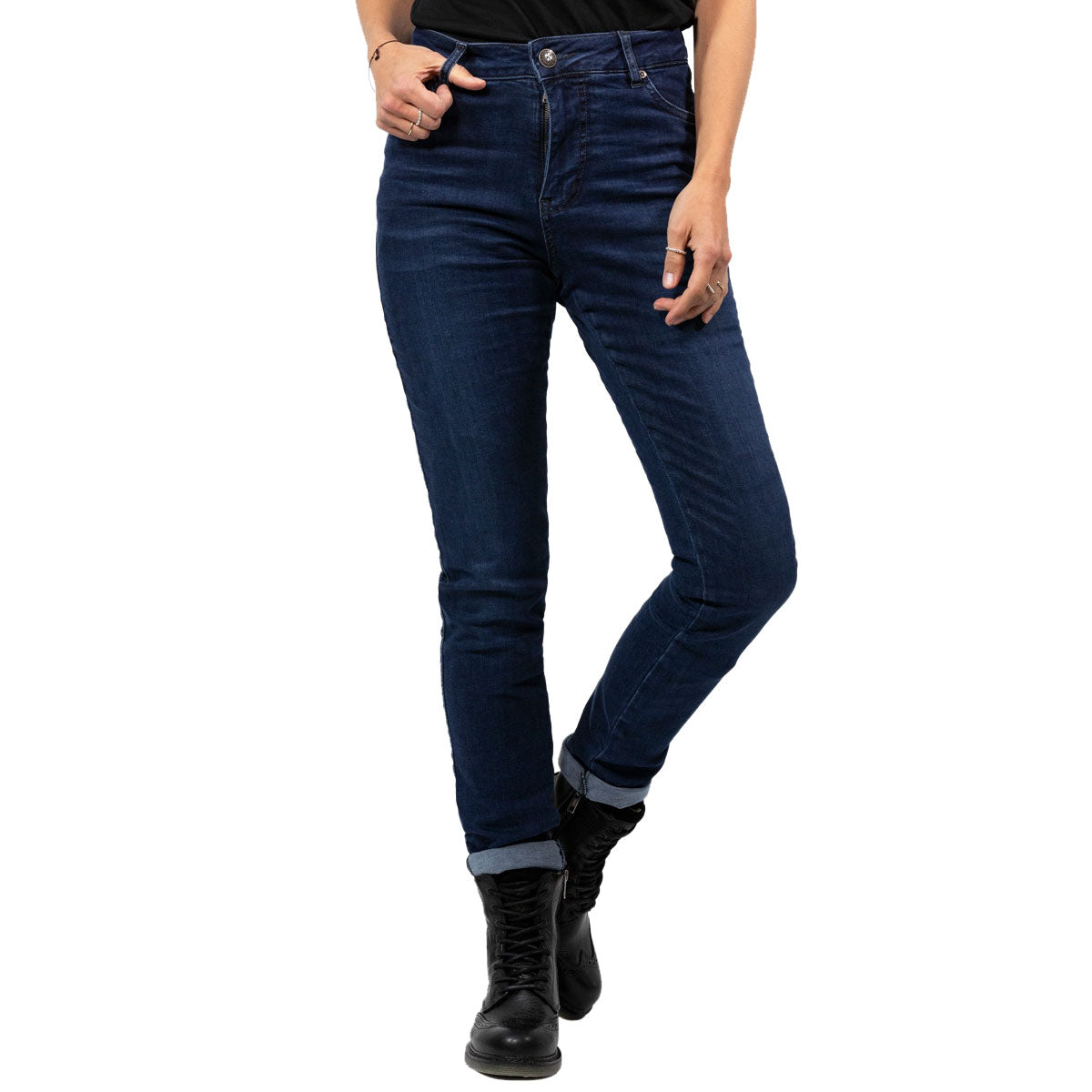 John Doe Betty Ladies High Waist Riding Denim Jeans With XTM Fiber Dark Blue Used