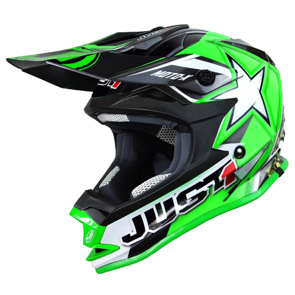 Just1 J32 Moto X ACU Gold Kids MX Helmet Green FREE Delivery Returns
