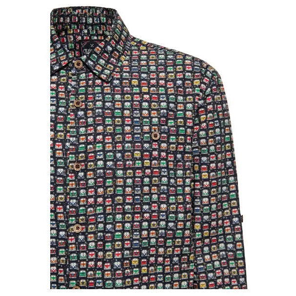 King Kerosin AOP Shirt Off Black — front three-quarter view