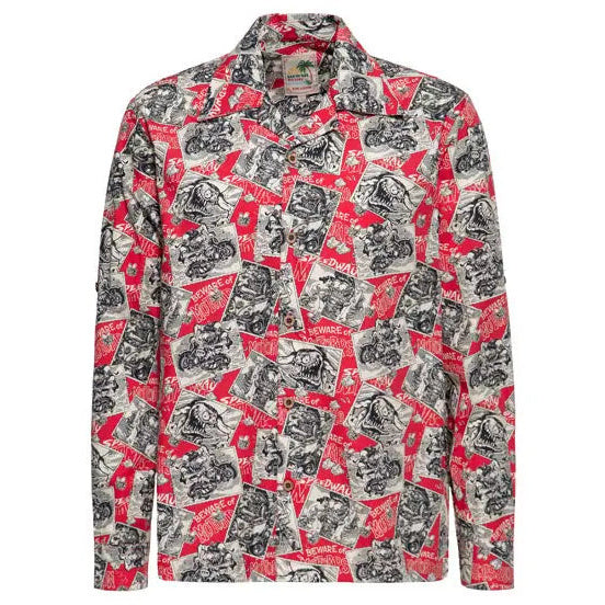 King Kerosin AOP Shirt Off Dark Red — front view