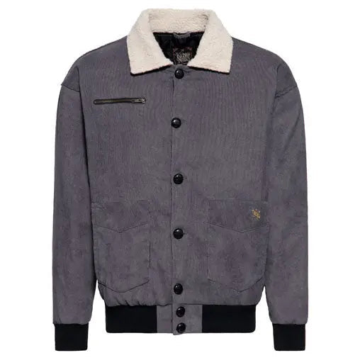 King Kerosin KK Corduroy Textile Jacket Steel Grey — front view