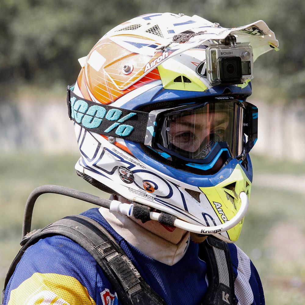 Kriega Hands Free Helmet Kit - fitted to an off-road helmet