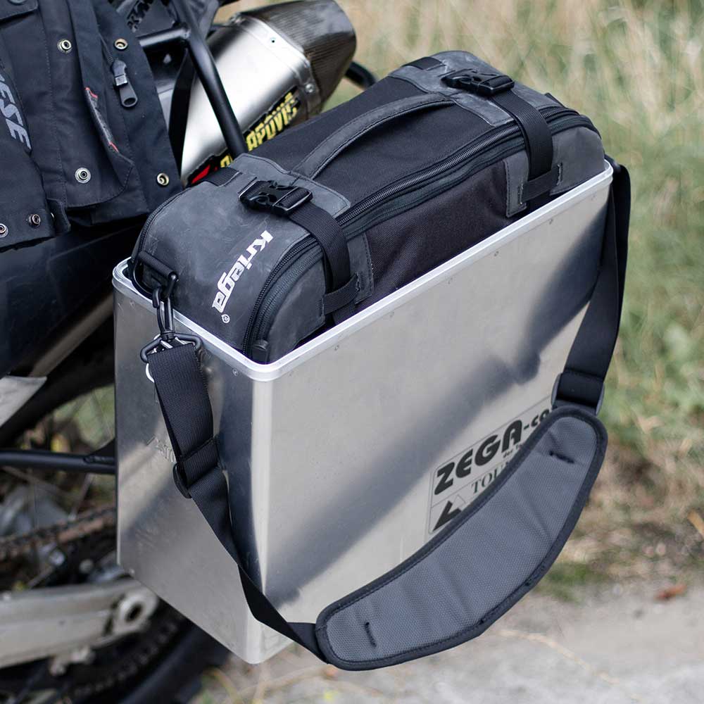 Kriega KS40 Travel Bag Black - 30 To 40 Liters - fitted inside a motorcycle pannier