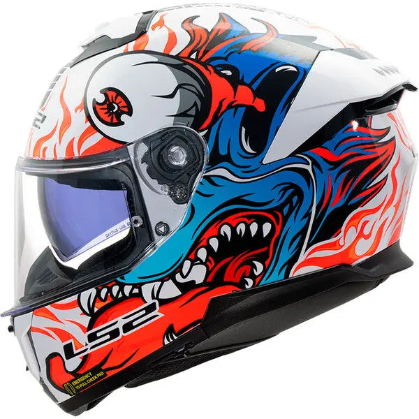 LS2 FF808 Stream 2 ECE 22.06 Inferno White / Blue FREE UK Delivery, FREE 365 Day Returns | Moto Central