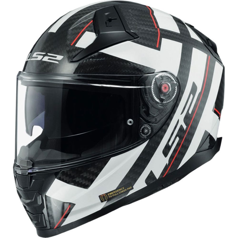 LS2 FF811 Vector 2 Carbon ECE 22.06 Strong Gloss White