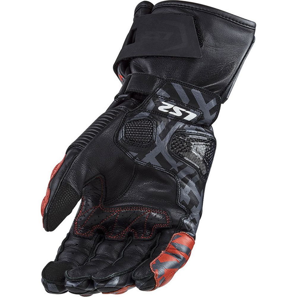 LS2 Feng Racing Leather Gloves Black / Red