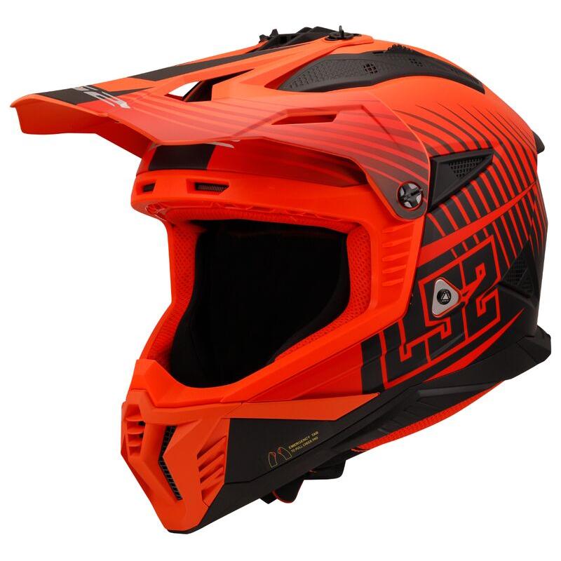 LS2 MX708 Fast 2 ECE 22.06 Duck Matt Hi-Viz Orange / Red