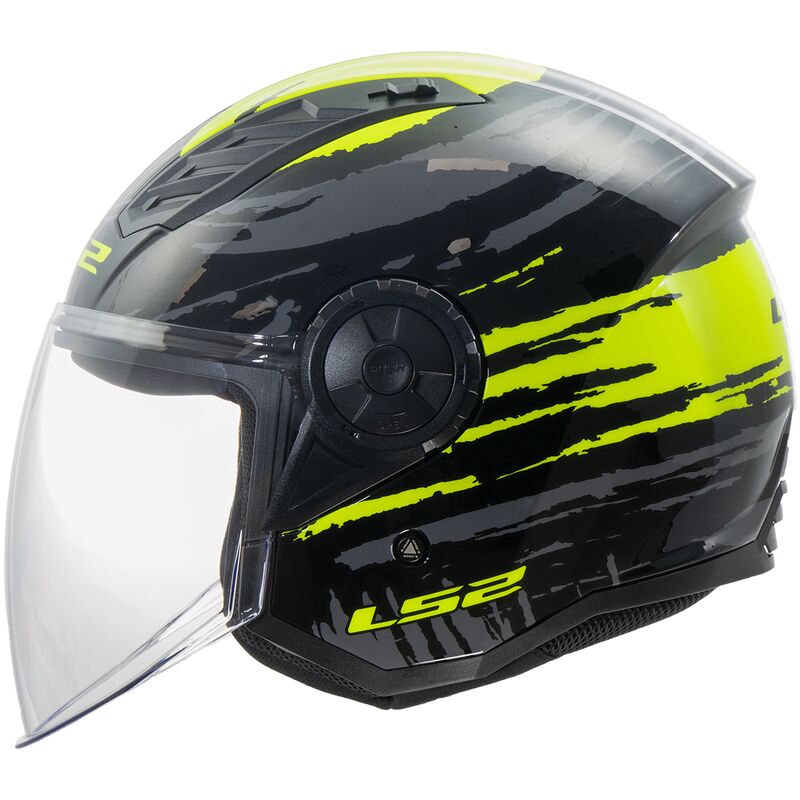 ls2 full face helmet ff350 atmos black and yellow LS2 OF616 Airflow 2 ECE 22.06 Helmet Brush Black/Hi-Viz Yellow