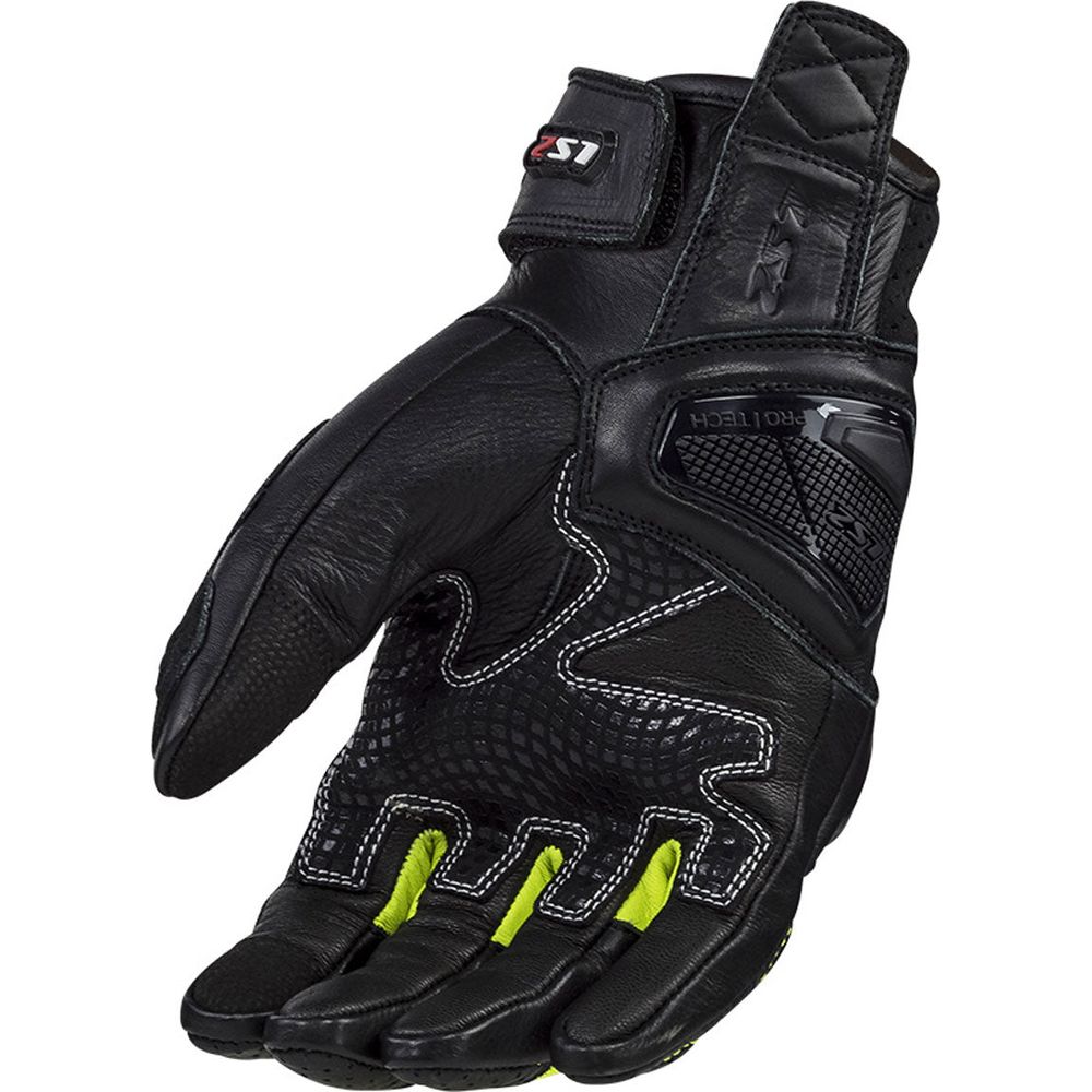 LS2 Spark 2 Leather Gloves Black / Hi-Viz Yellow