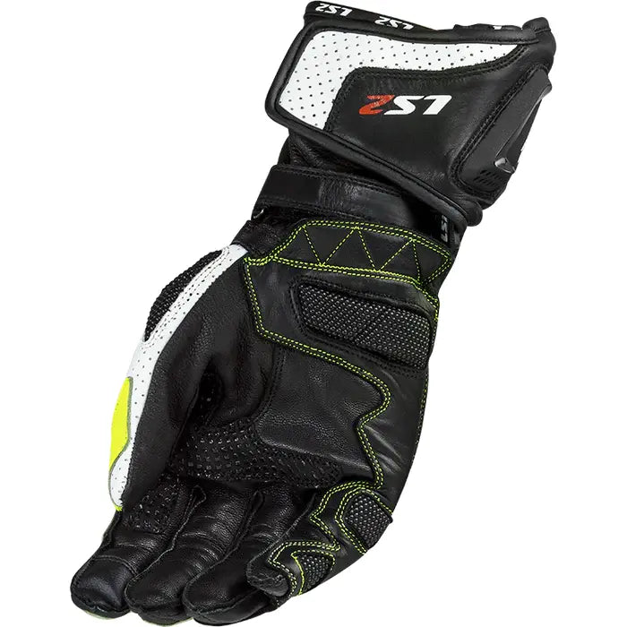 LS2 Swift Racing Leather Gloves Black / Neon Yellow