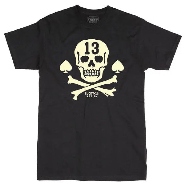 Lucky 13 Pirate Skull T-Shirt Black — front product view