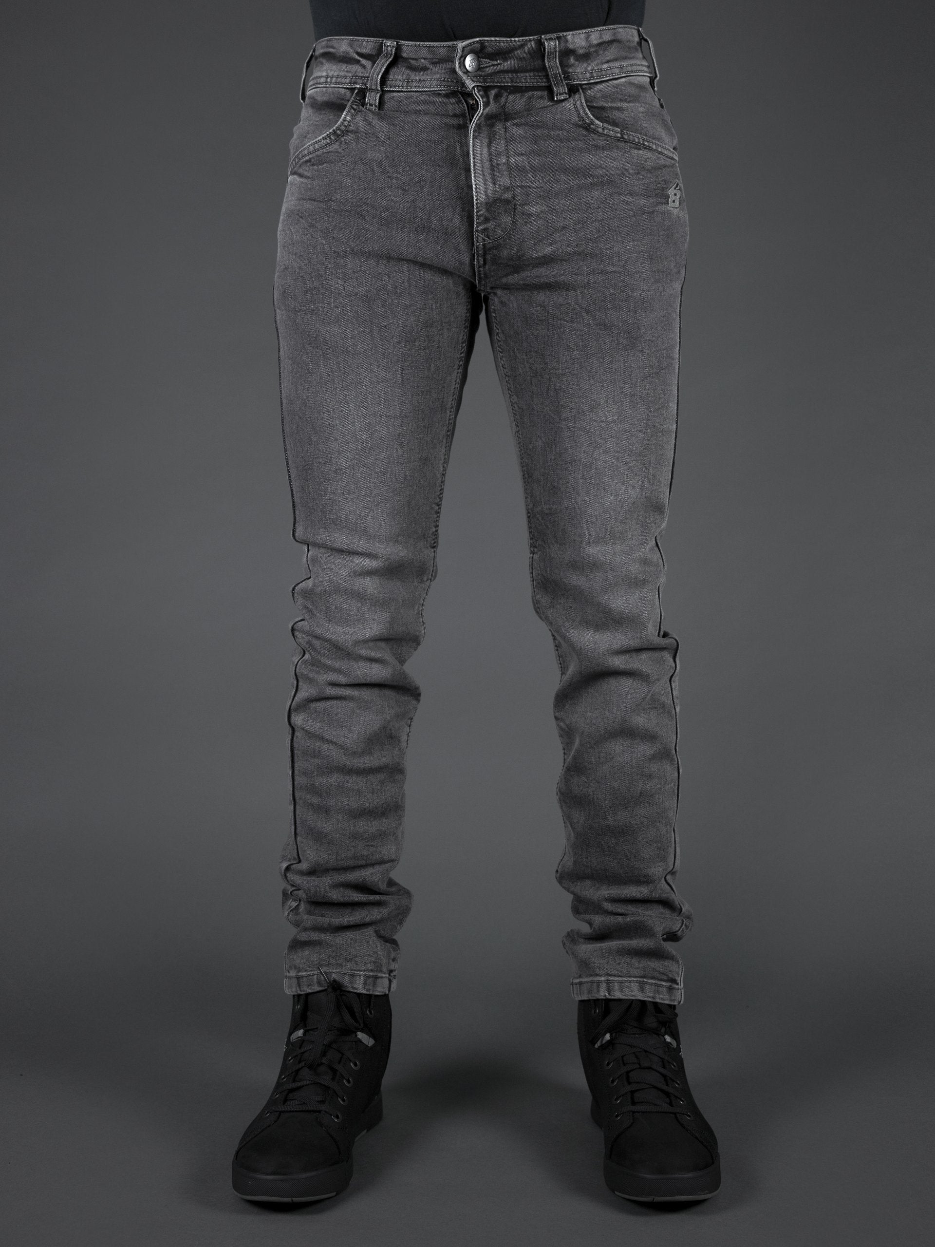 Bull-it Mastiff slim-fit grey motorcycle jeans – front view