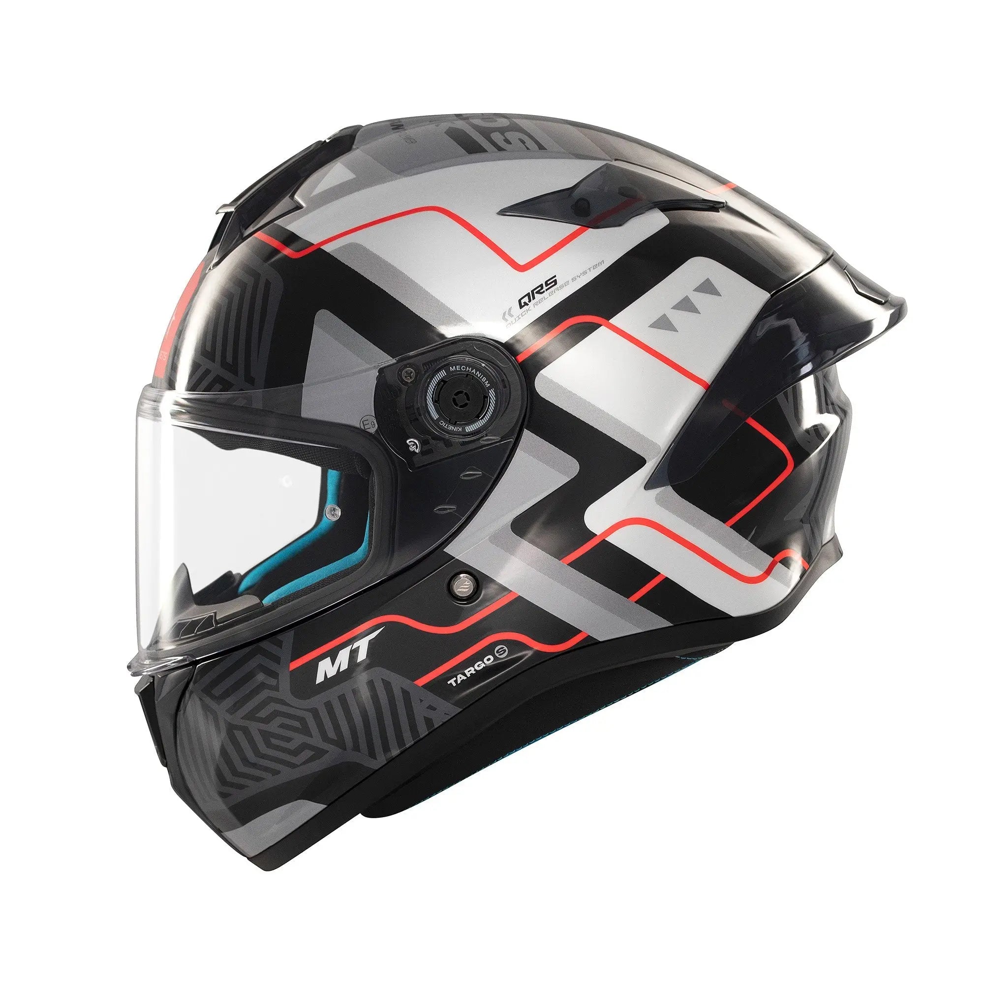 MT Helmets Targo S Brik C0 Gloss Black White