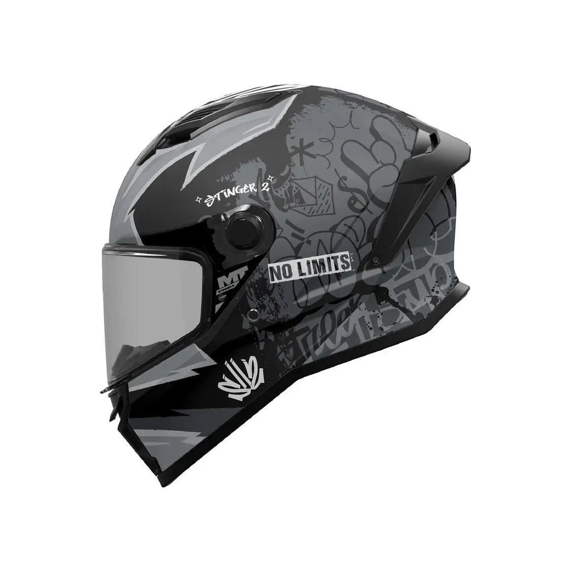 MT Helmet Stinger 2 Tagger B2 Matt Grey / Black FREE UK Delivery, FREE 365 Day Returns | Moto Central