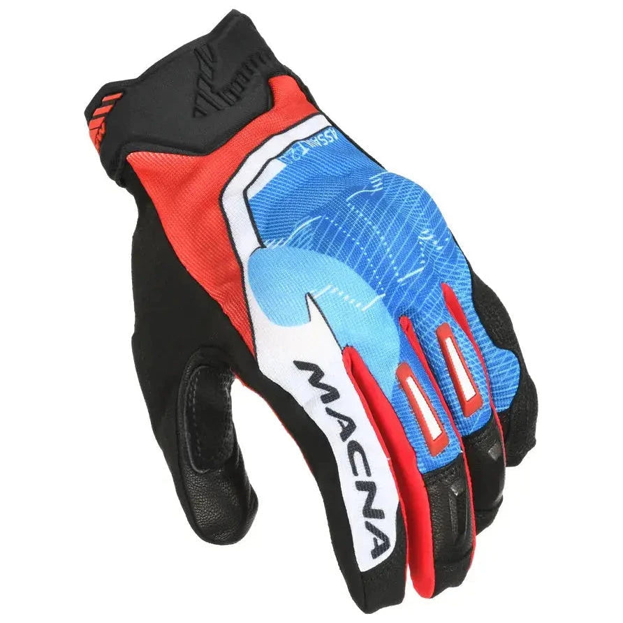 Macna Assault 2.0 Short Textile Gloves Red / White / Blue  - FREE UK Shipping, FREE 365 Day Returns | Moto Central