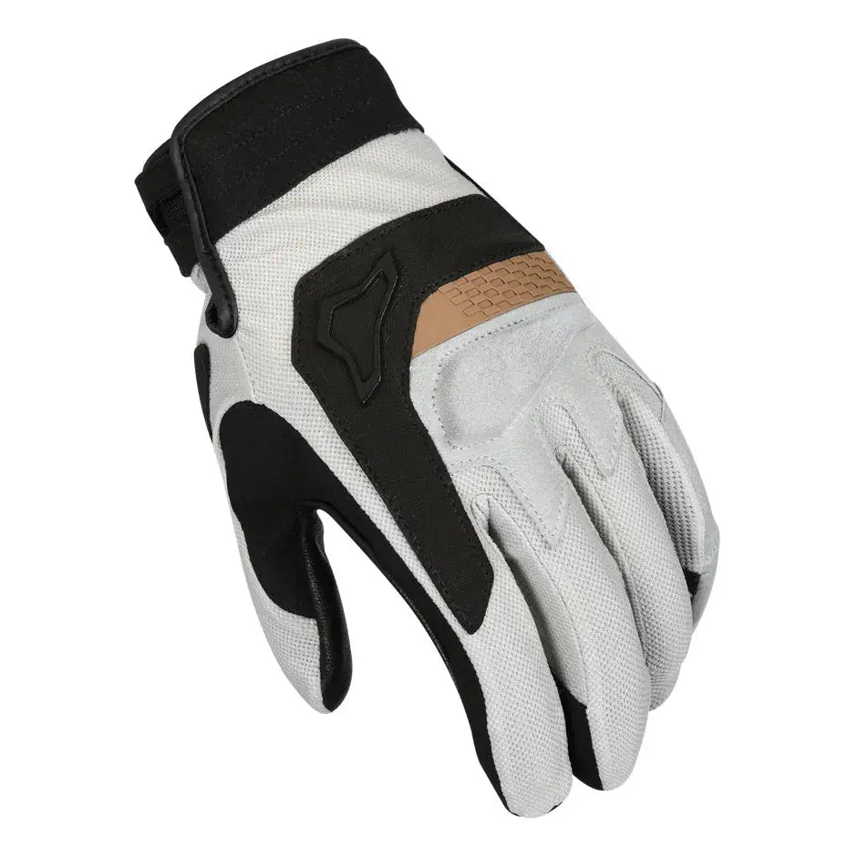 Macna Congra Short Textile Gloves Light Grey / Black / Bronze  - FREE UK Shipping, FREE 365 Day Returns | Moto Central