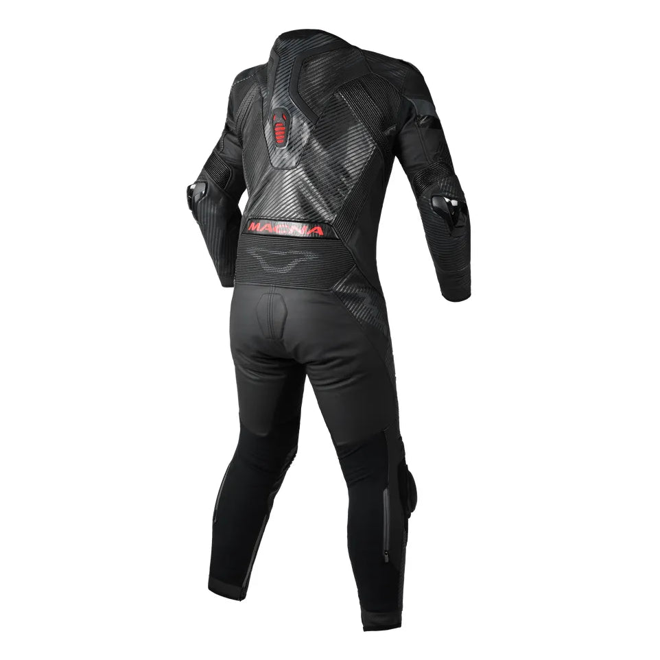 Macna Ignite 1-Piece Leather Suit Black – one-piece motorcycle leather suit rear view