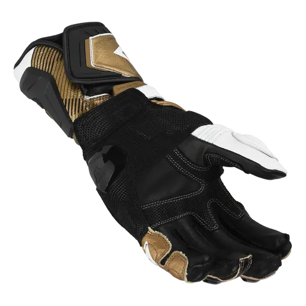 Macna Powertrack 2.0 Leather Gloves Black / White / Gold – palm view