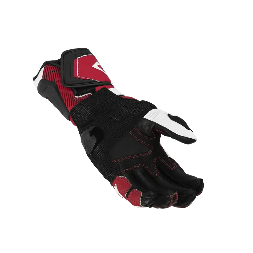Macna Powertrack 2.0 Leather Gloves Black / Red / White FREE UK Delivery, FREE 365 Day Returns | Moto Central