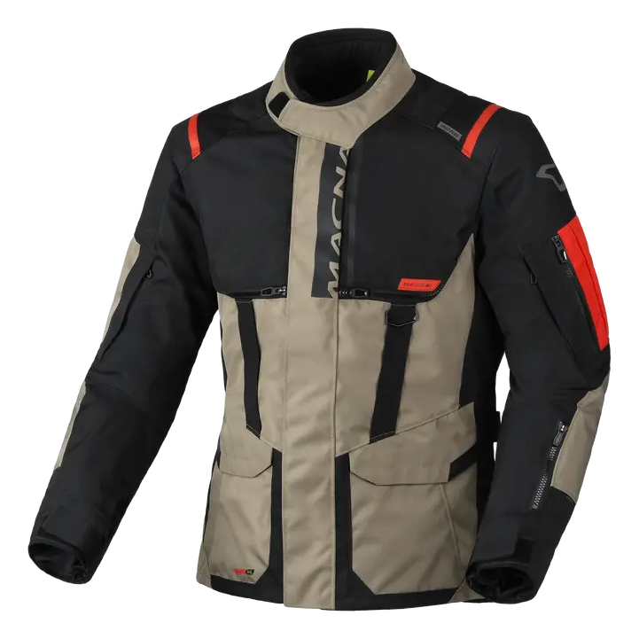 Macna Rancher 2.0 Textile Jacket Taupe / Red, front view