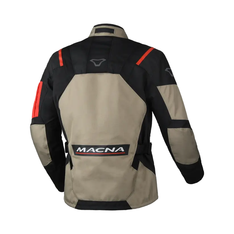 Macna Rancher 2.0 Textile Jacket Taupe / Red FREE UK Delivery, FREE 365 Day Returns | Moto Central