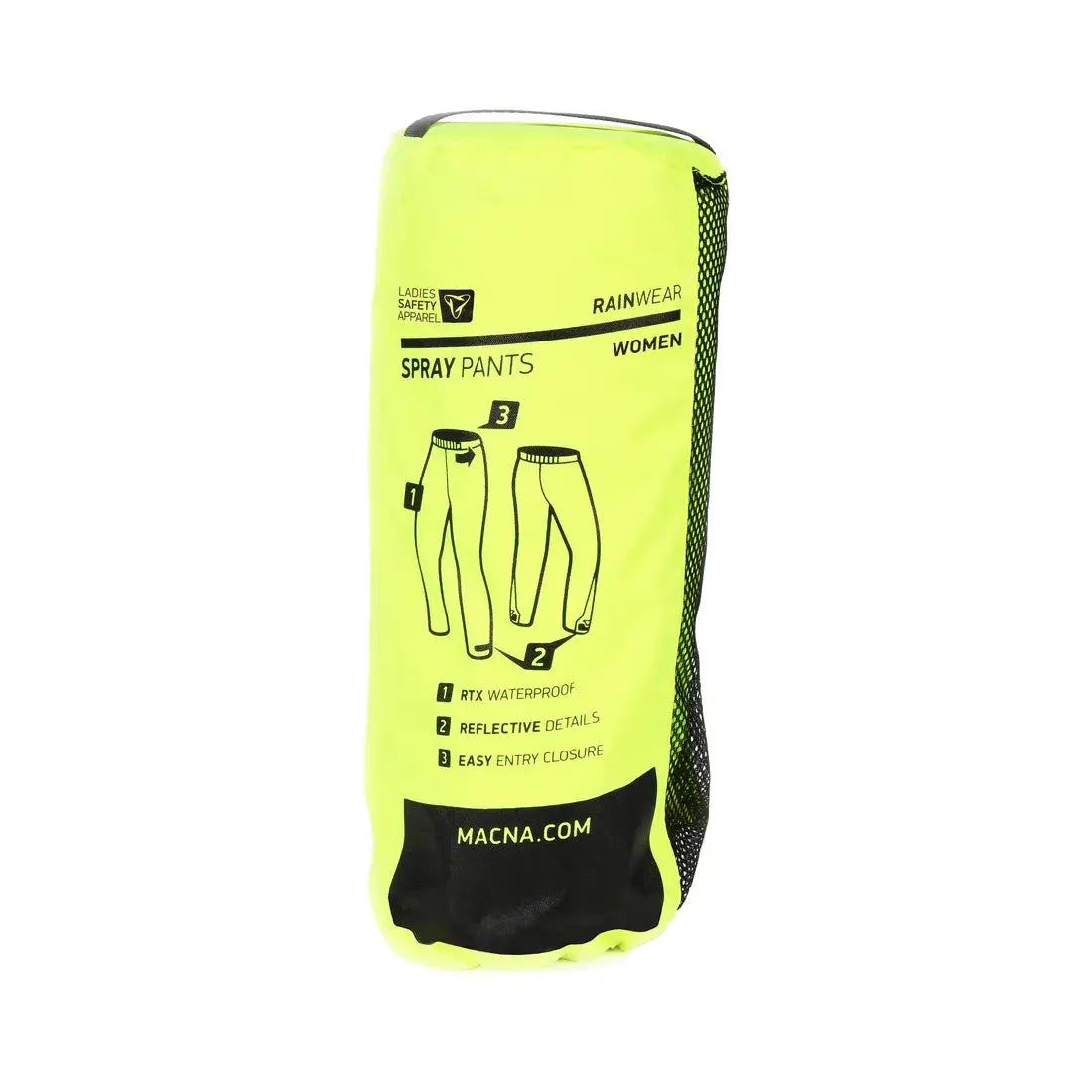 Macna Spray Ladies Rain Over Trouser Fluo Yellow  - FREE UK Shipping, FREE 365 Day Returns | Moto Central