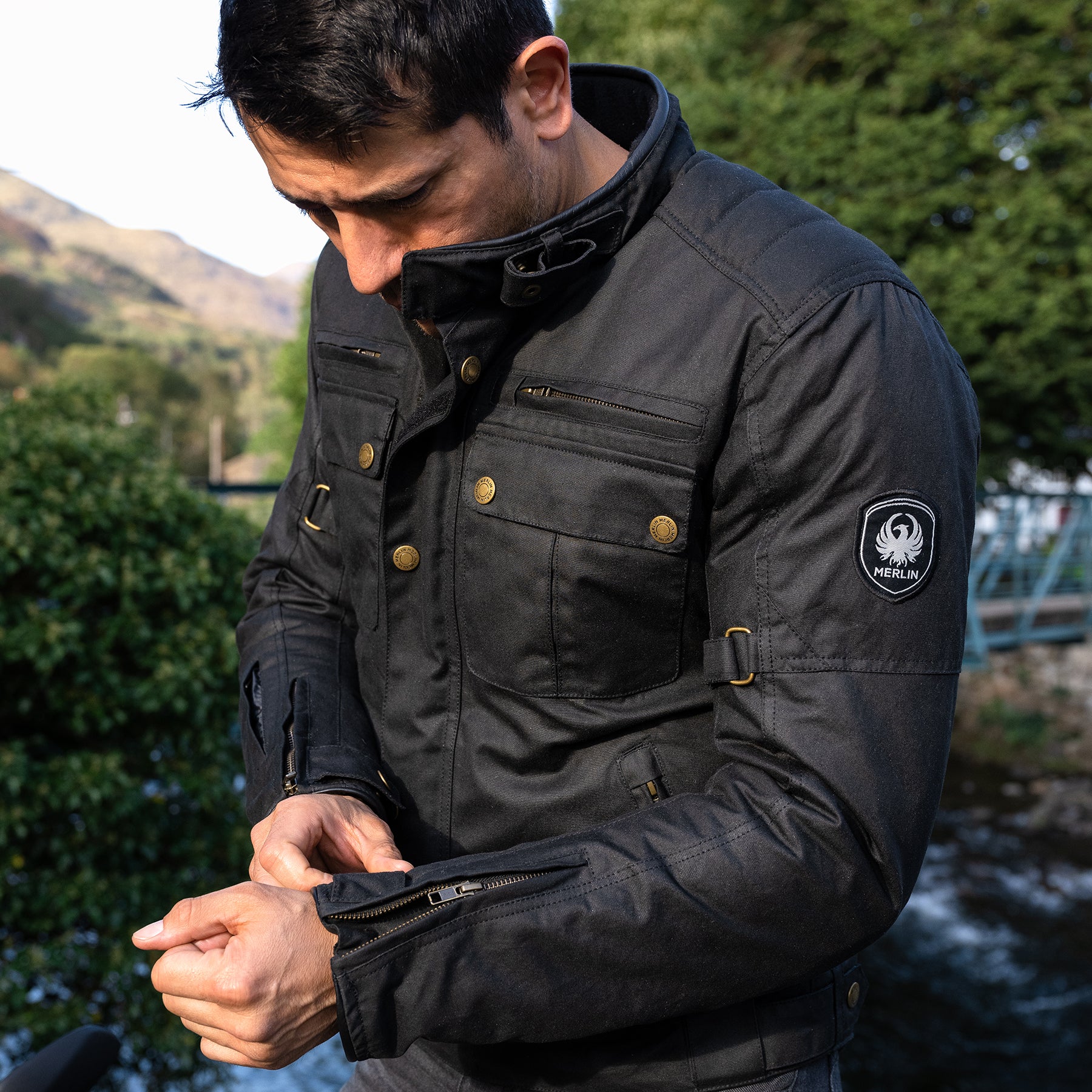 Merlin Barton 2 Wax Jacket Black FREE UK Delivery, FREE 365 Day Returns | Moto Central