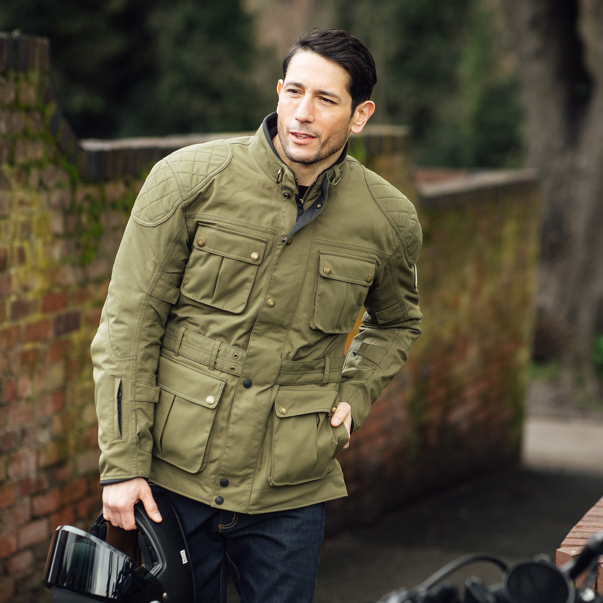 Merlin Burslem D3O Eco Laminated Textile Jacket Green FREE UK Delivery, FREE 365 Day Returns | Moto Central