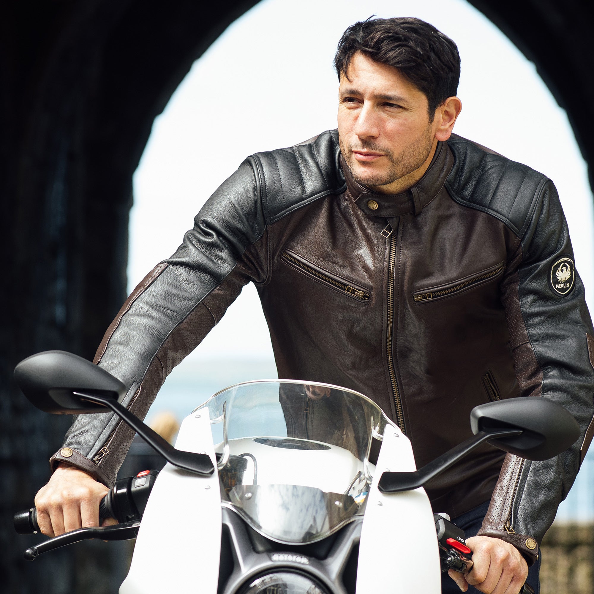 Merlin Chase 2 AAA D3O Leather Jacket Brown / Black FREE UK Delivery, FREE 365 Day Returns | Moto Central