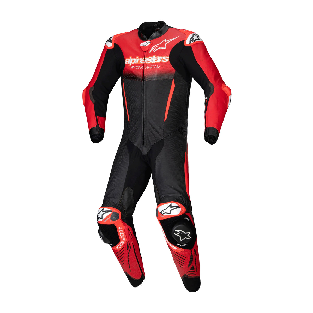 Alpinestars GP-R7 One Piece Leather Suit Black / Mid Red, front product view
