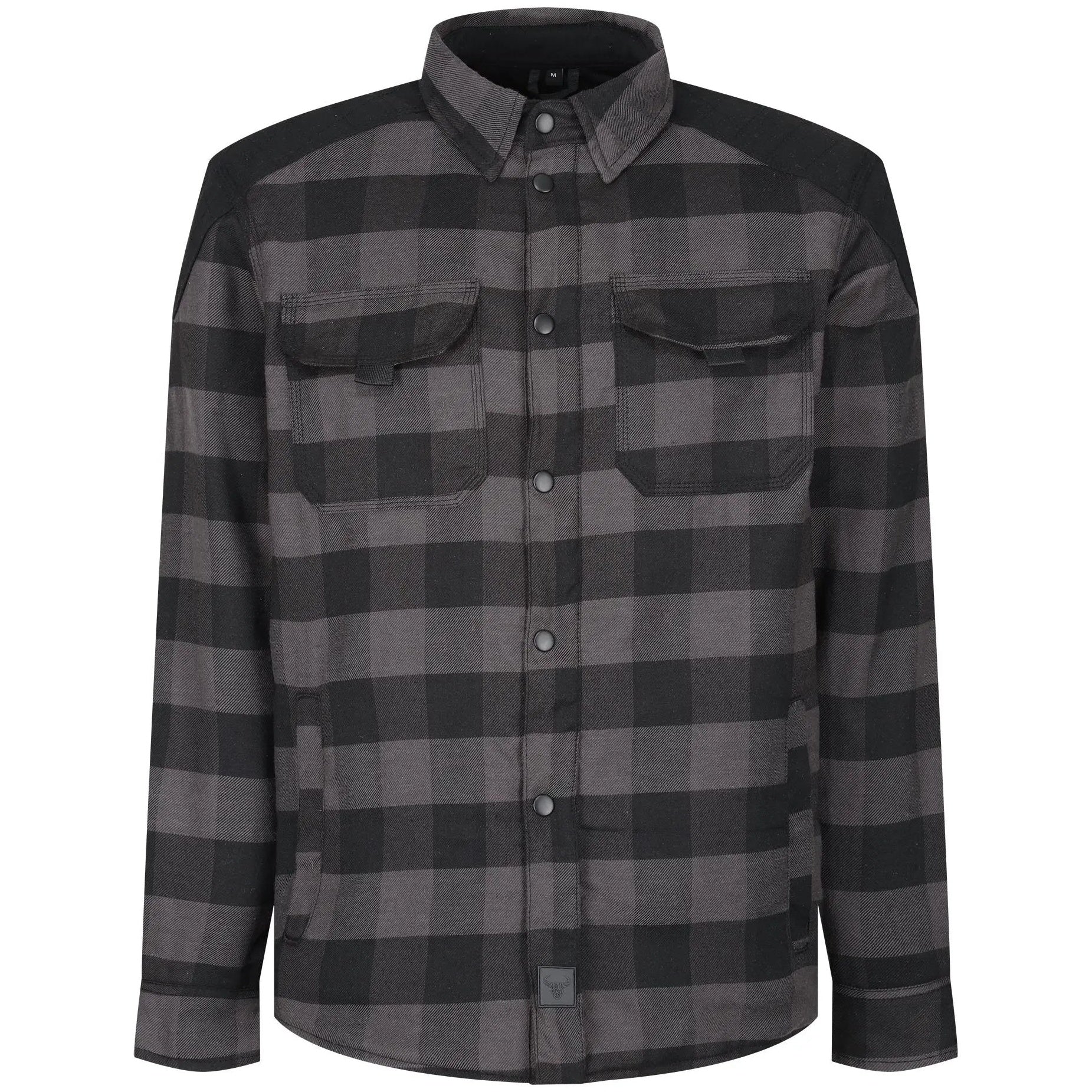 MotoBull Woody Flannel Textile Jacket Grey — front view