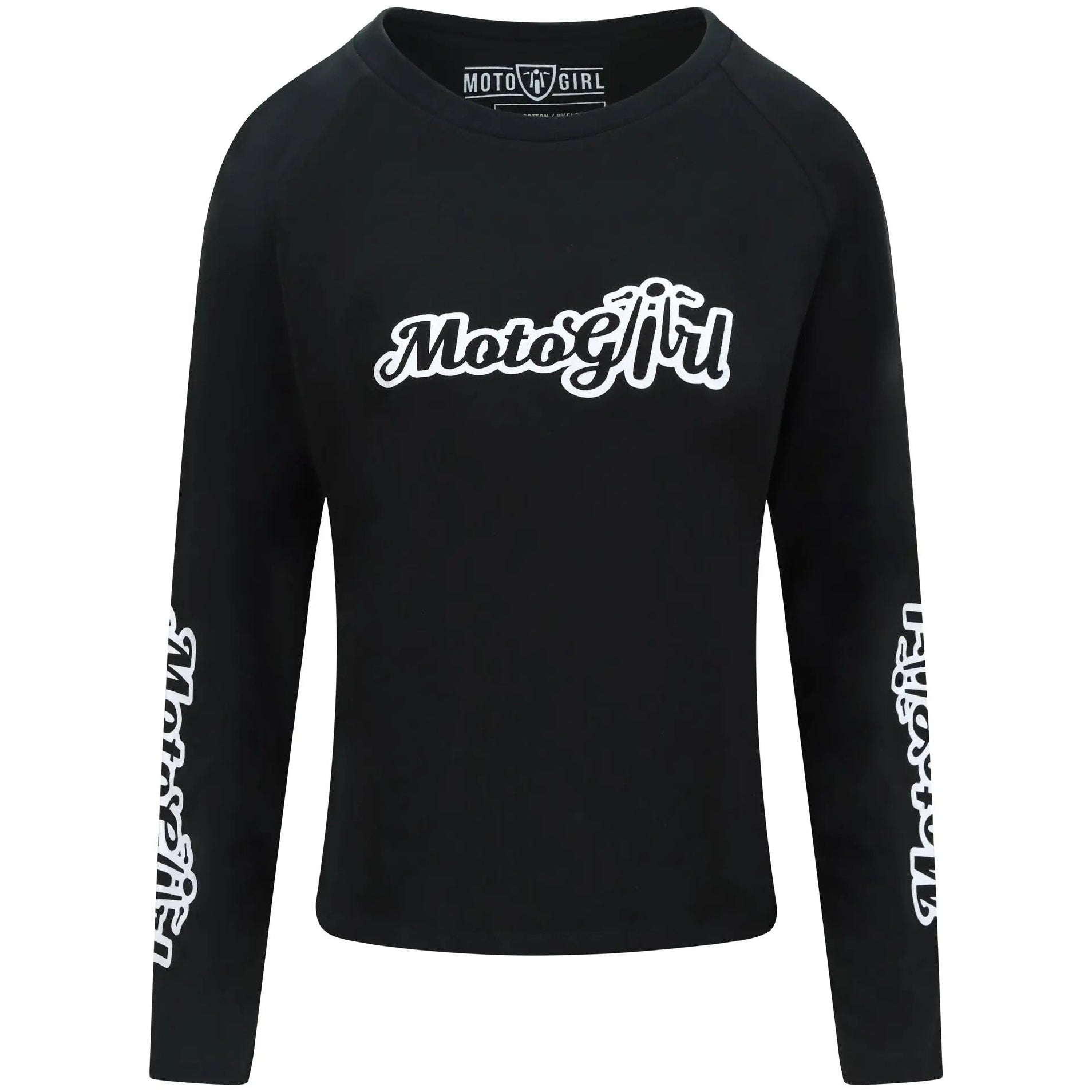 MotoGirl Classic Ladies Long Sleeves T-Shirt Black — front view