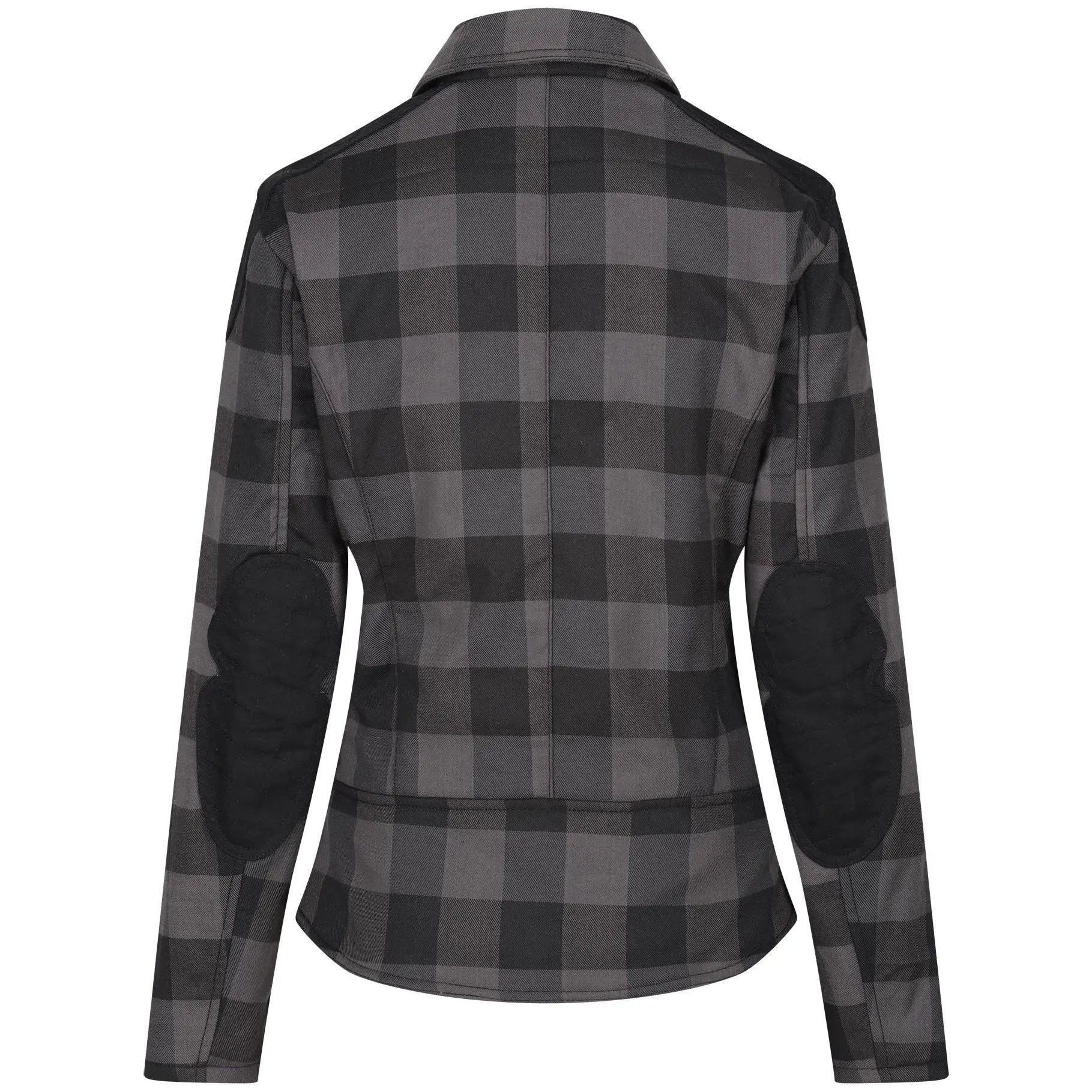 MotoGirl Jessie Flannel Ladies Textile Jacket Grey — rear view