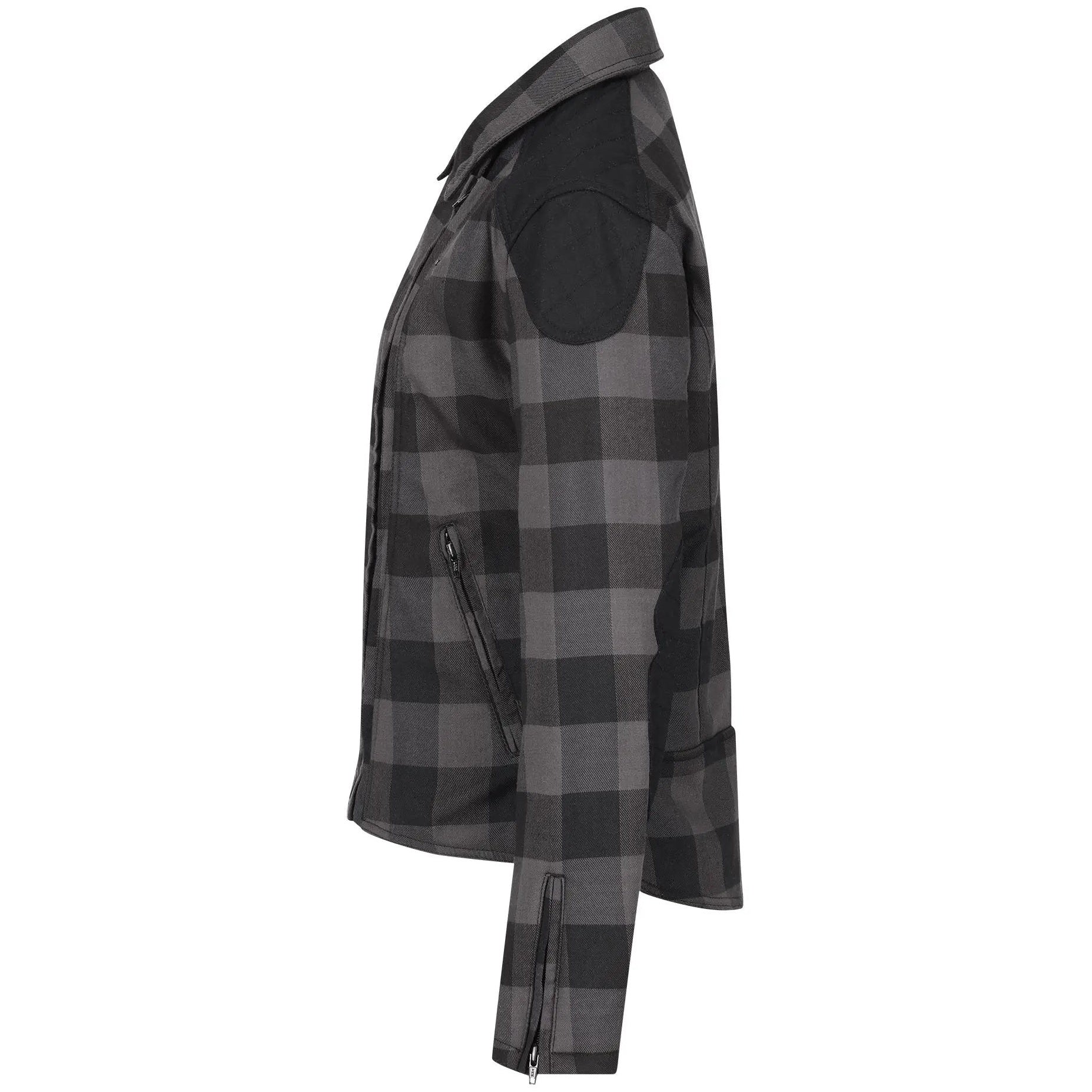 MotoGirl Jessie Flannel Ladies Textile Jacket Grey — side view