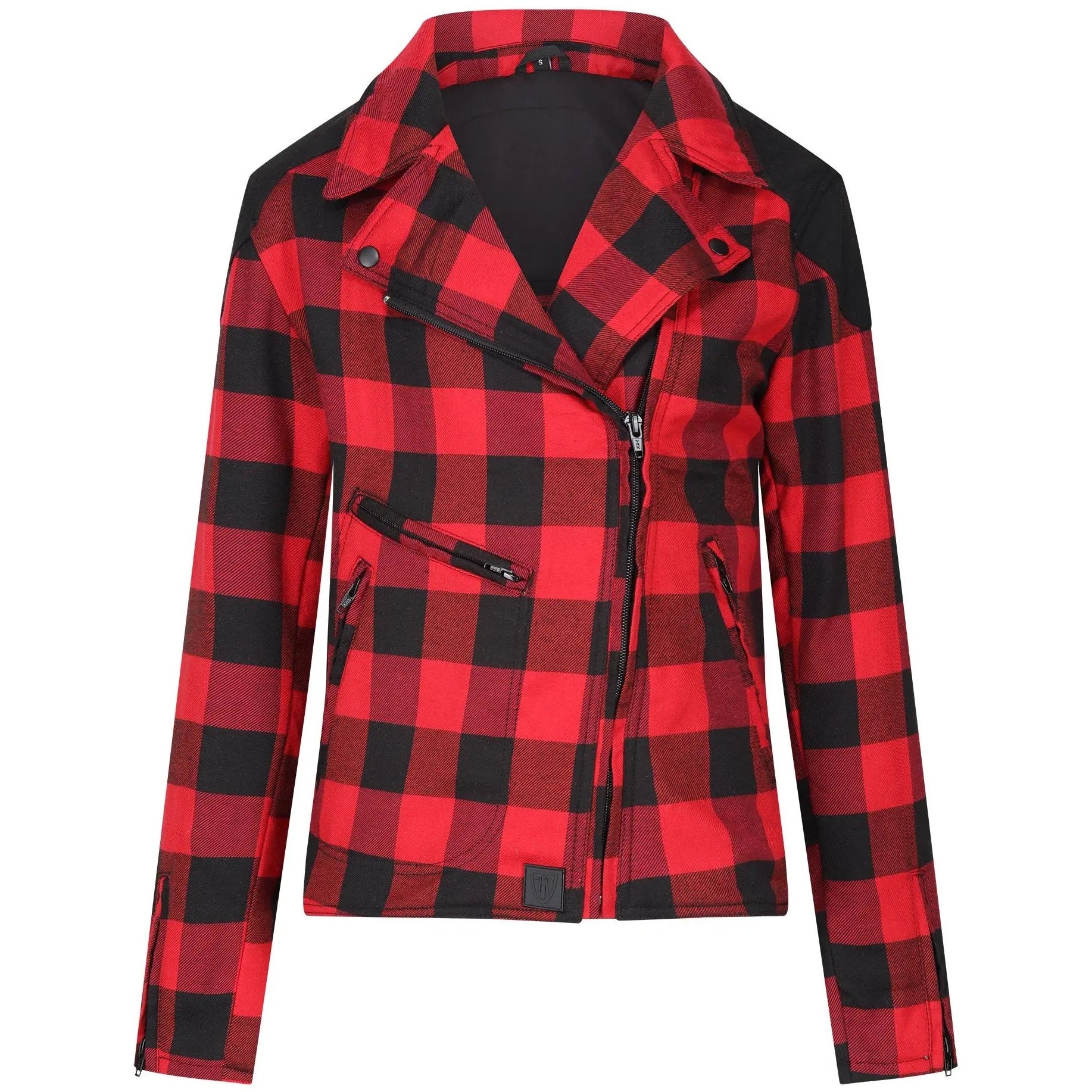MotoGirl Jessie Flannel Ladies Textile Jacket Red — front view