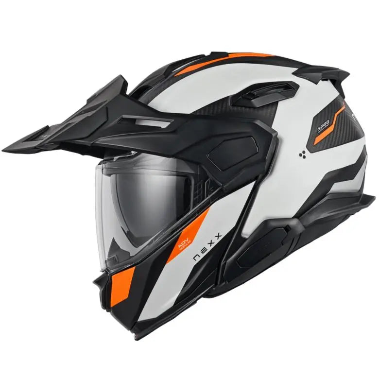 Nexx Terra Adventure Helmet Matt White/Orange FREE P&P