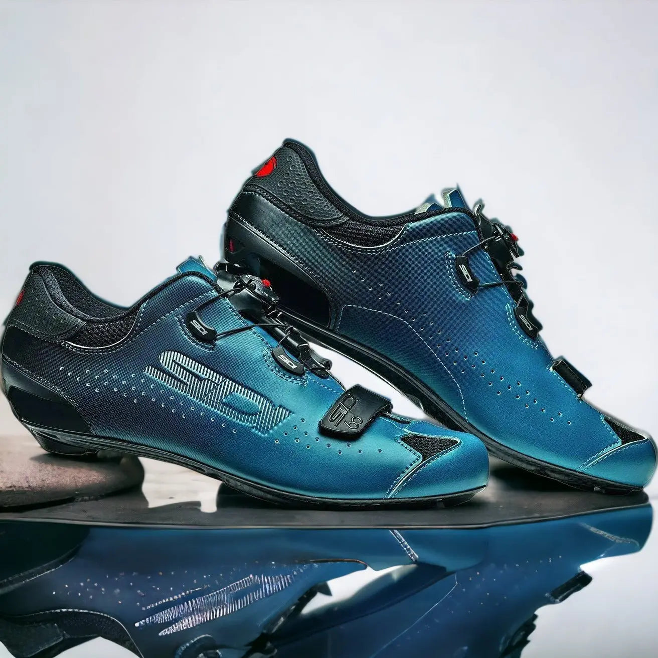 Sidi Sixty Road Shoes Black / Petrol - FREE UK Shipping, FREE 365 Day Returns | Moto Central