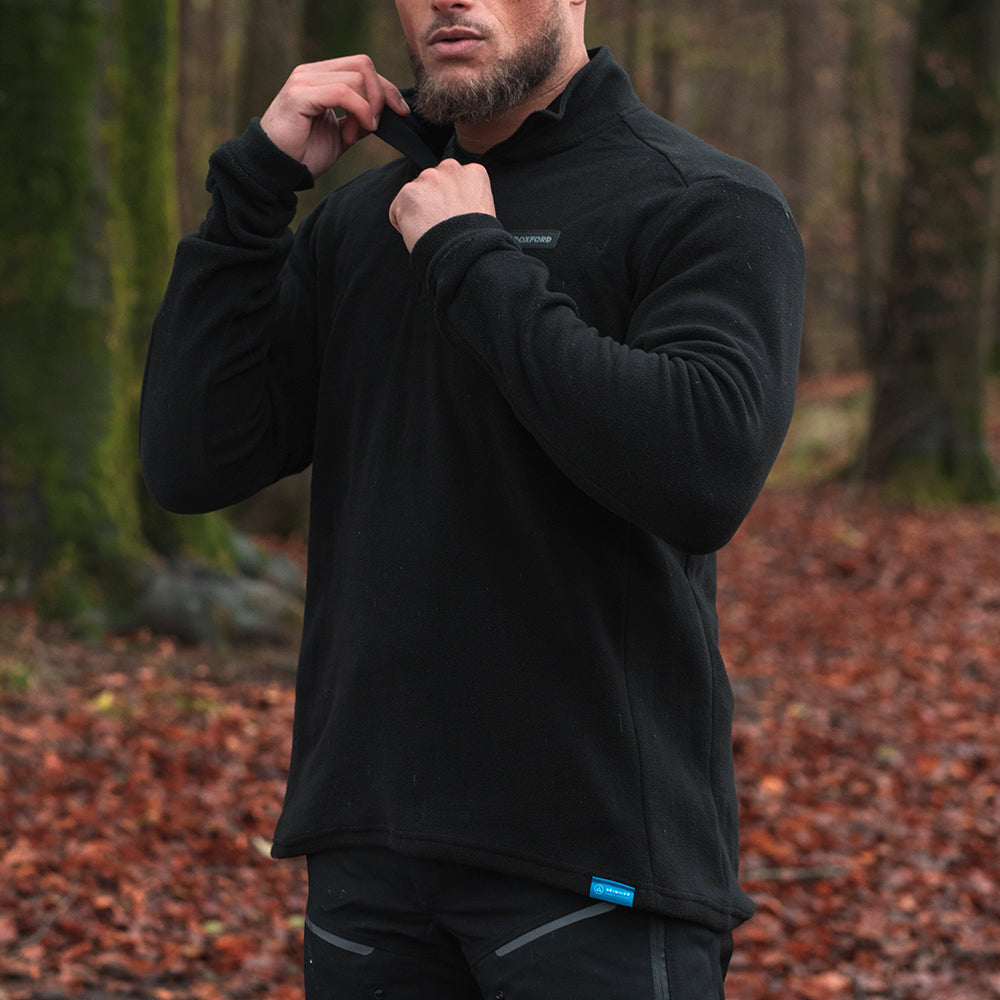 Oxford Advanced Micro Fleece 1/2 Neck Top Black