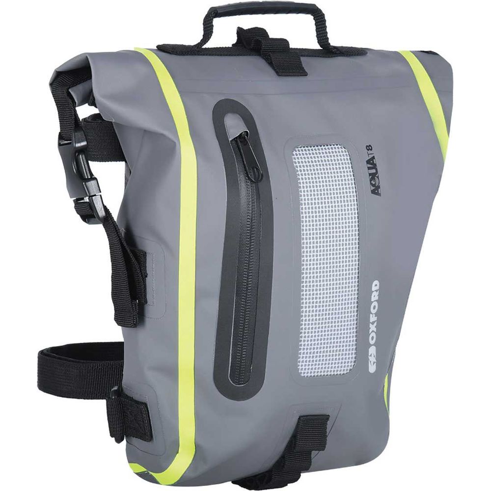 Oxford Aqua T8 Tail Bag Black / Grey / Fluo Yellow - 8 Litres front three-quarter view