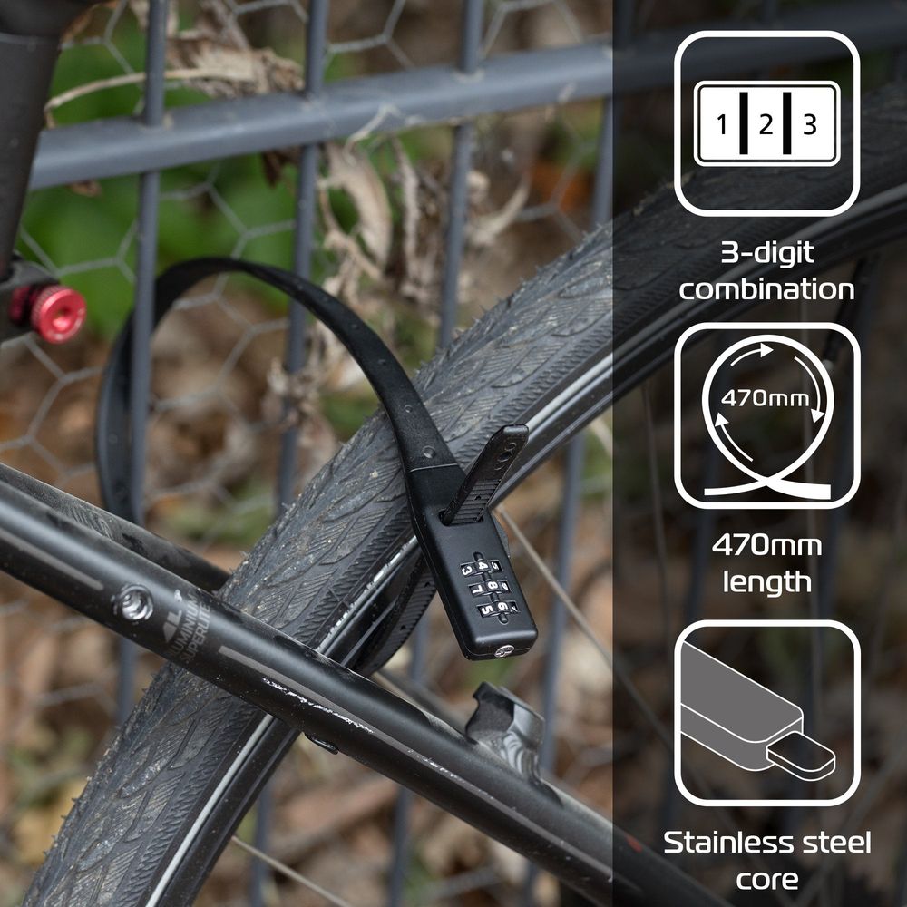 Oxford Combi Zip-Tie Cable Lock Black - 470mm