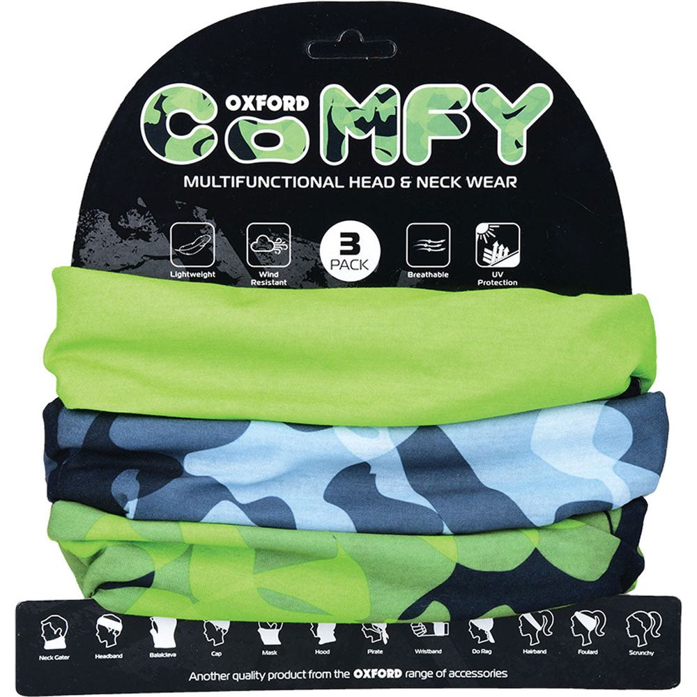Oxford Comfy Multifunctional Head & Neckwear Havoc Green - Pack Of 3