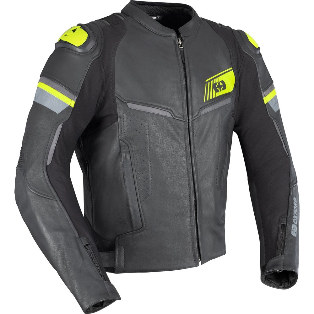 Oxford Cypher 1.0 Leather Jacket Black / Fluo Yellow