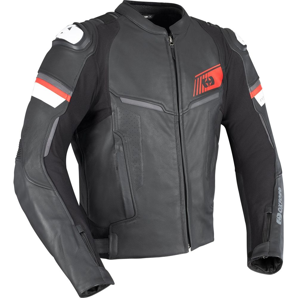 Oxford Cypher 1.0 Leather Jacket Black / White / Red