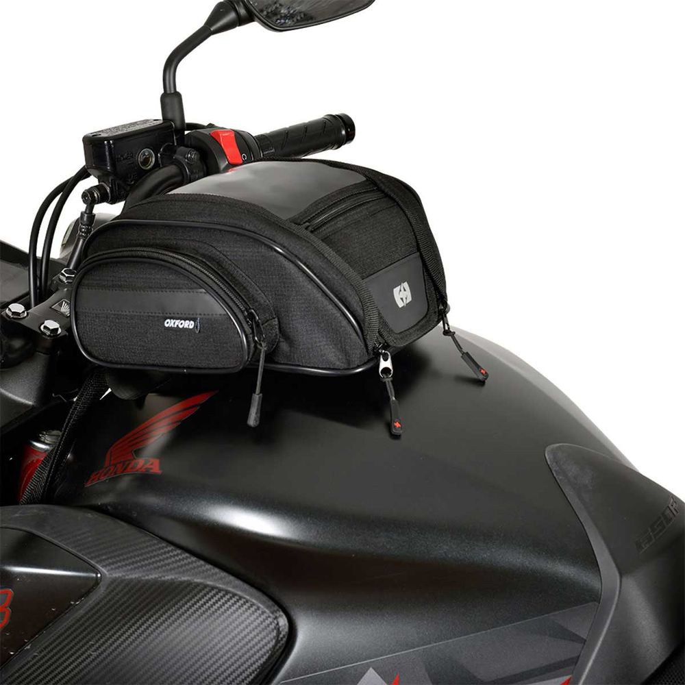 Oxford F1 Magnetic Mini Tank Bag Black - 7 Litres - tank bag fitted to motorcycle