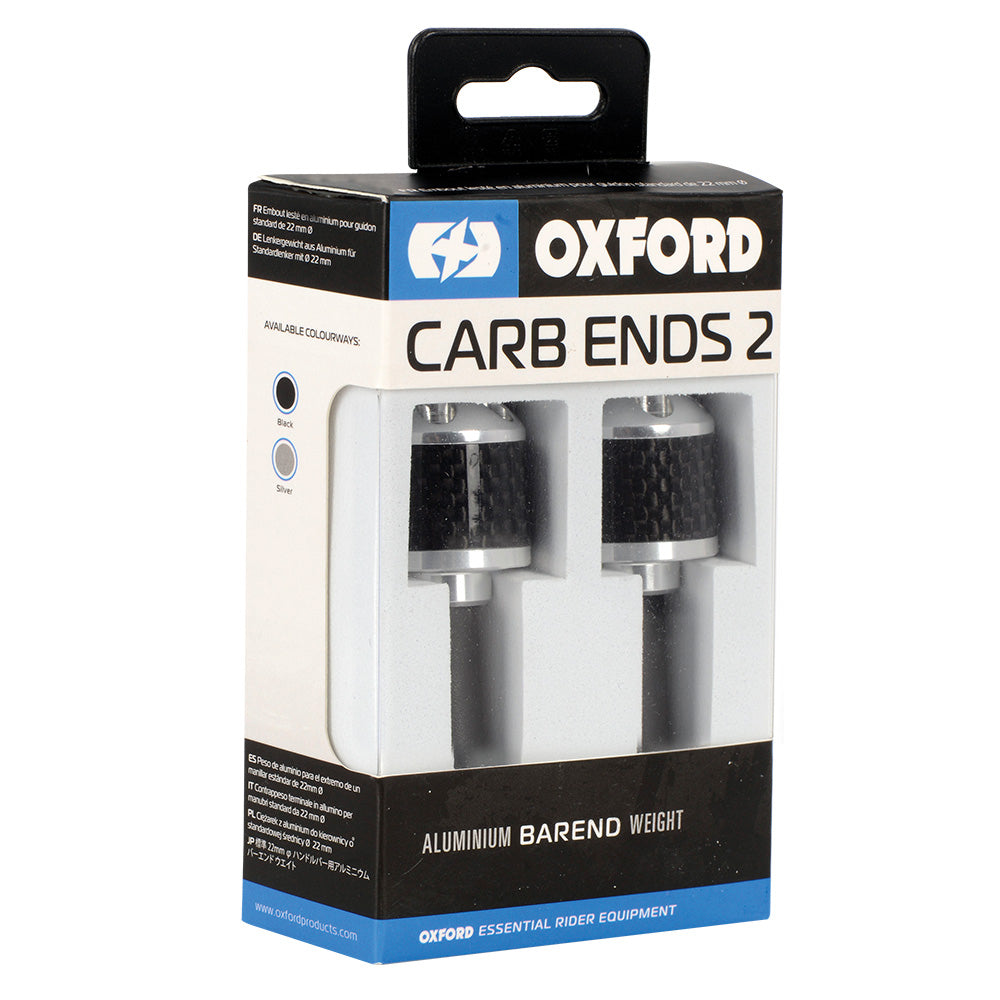 Oxford Handlebar CarbEnds 1 Silver Pair