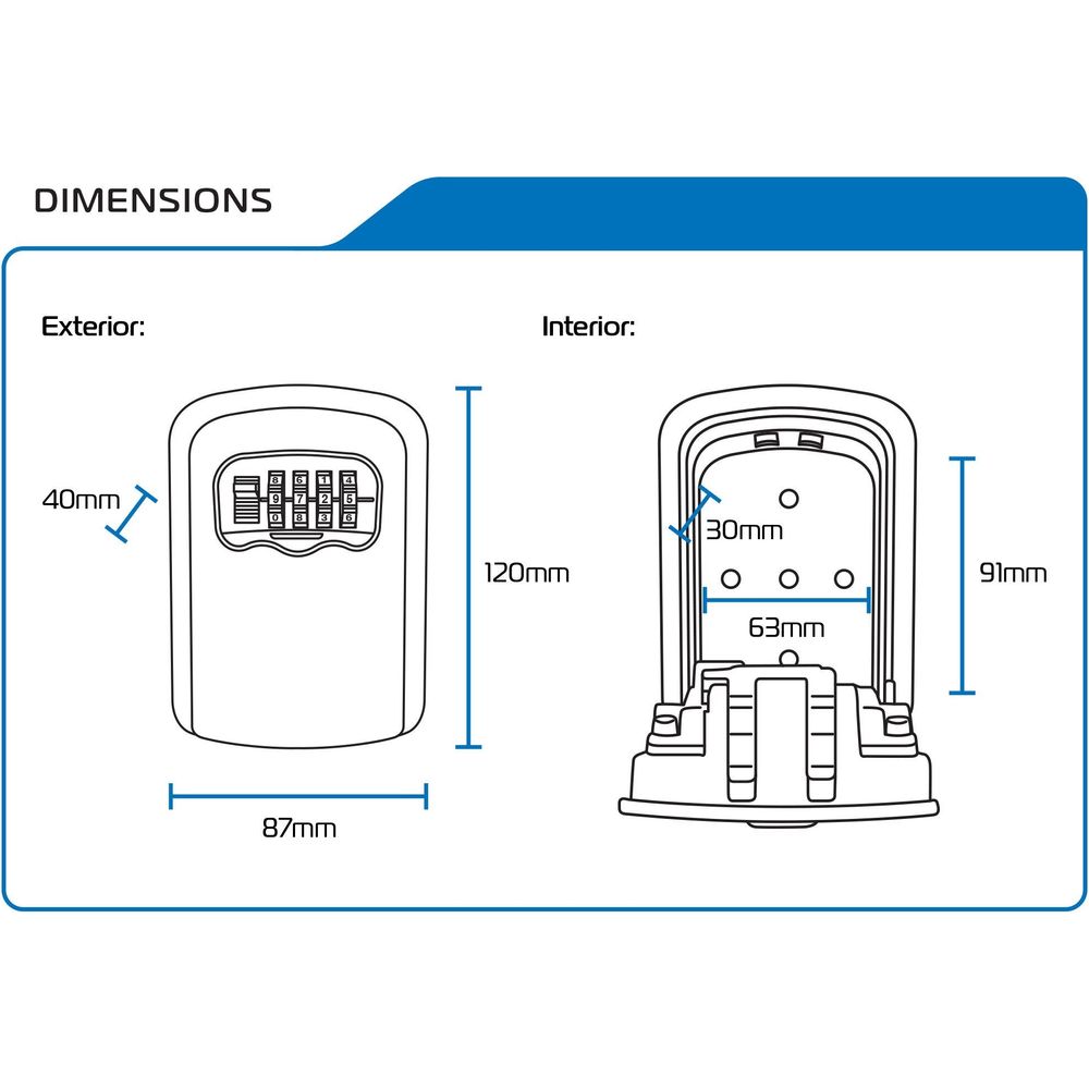 Oxford Key Safe Black - 87 x 120 x 40mm