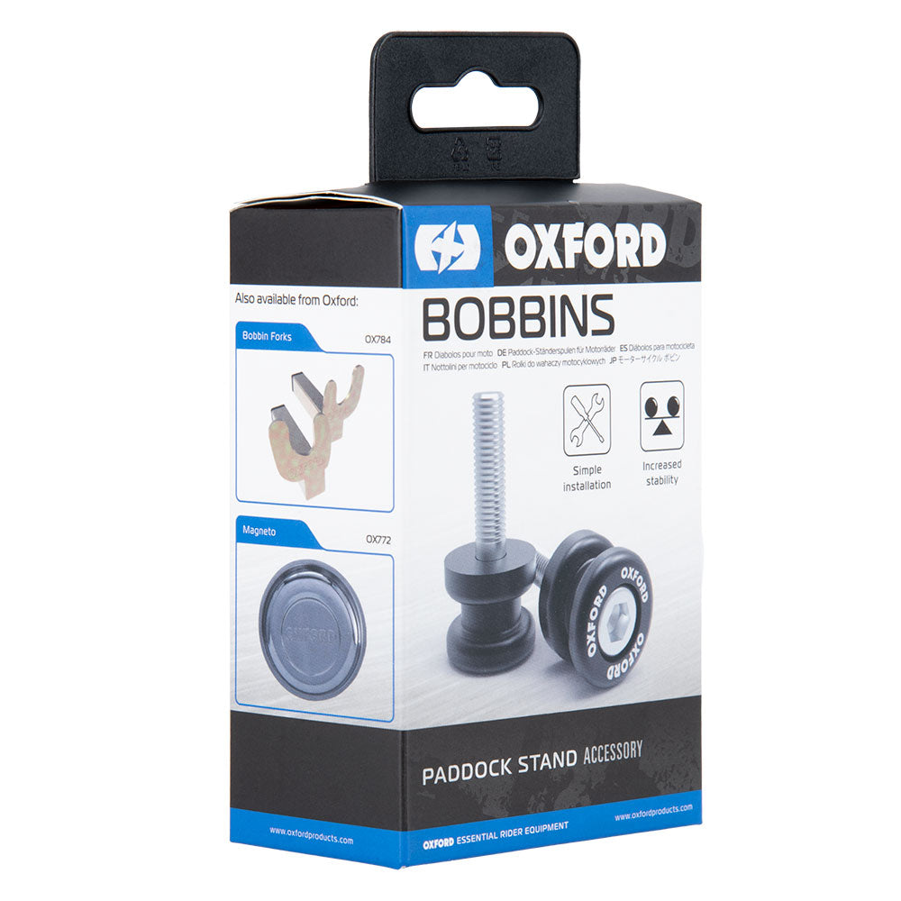 Oxford M8 Bobbins Black - 1.25 Thread, retail packaging