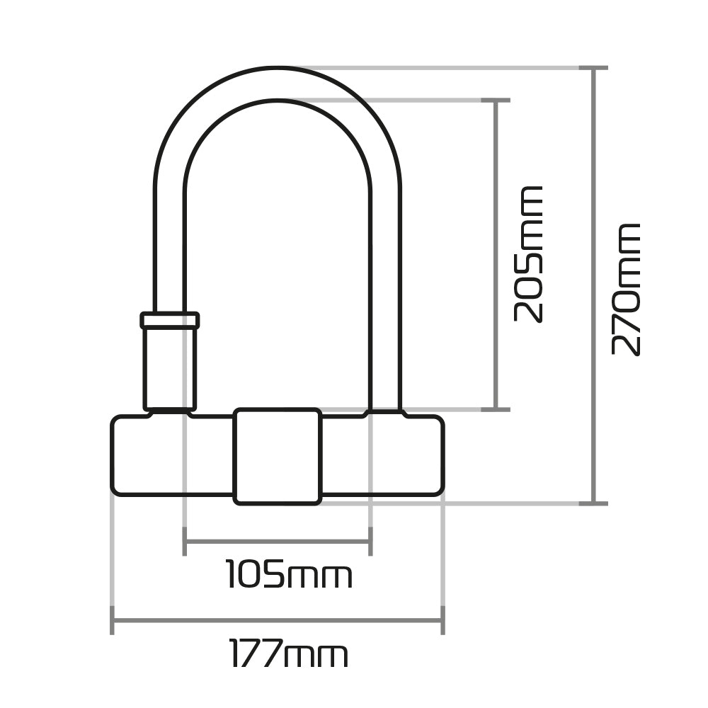 Oxford Magnum U-Lock With Bracket Black / Yellow - 170 x 285mm