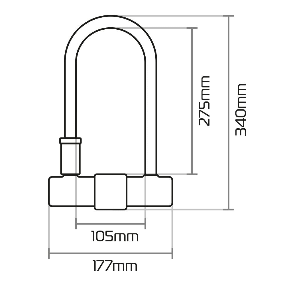 Oxford Magnum U-Lock With Bracket Black / Yellow - 170 x 315mm