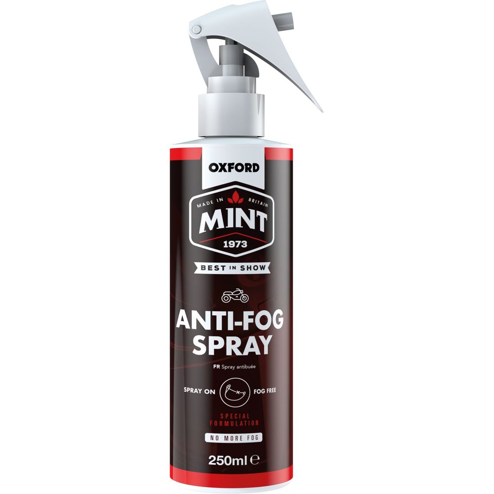 Oxford Mint Anti Fog Spray For Helmet Visors - 250ml, 250ml trigger spray bottle